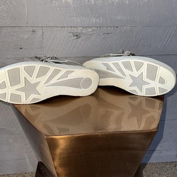 Authentic Jimmy Choo silver glittered & crystal Osaka sneakers - Picture 5 of 8